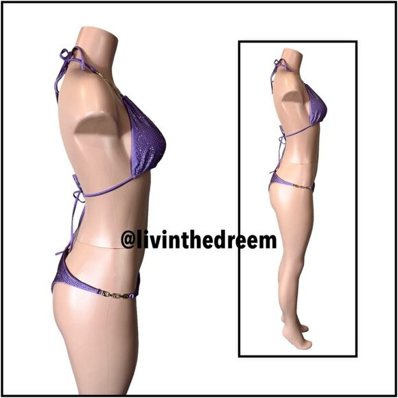 CIOCCOLATO CRYSTAL PURPLE Triangle Top & Skimpy Bottoms BIKINI $385 - Picture 10 of 16
